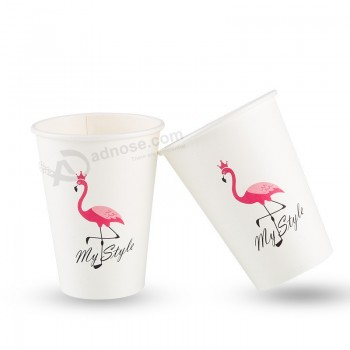 Wholesale custom high quality printing logo single wall coffee paper tea cup with plastic lid for juice