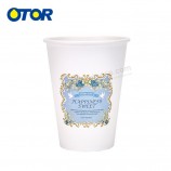 奥托品牌批发低价8oz 12oz 16oz定制印刷单壁纸咖啡杯带塑料盖