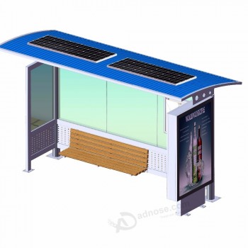 металлическая автобусная остановка на заказ с солнечной системой