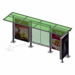 Metal Bus Stop Shelters Advertising Steel Structure Solar Bus Shelter