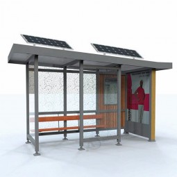 现代巴士站设计太阳能巴士站与户外灯箱定制