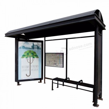 户外金属材料不锈钢框架公交车站