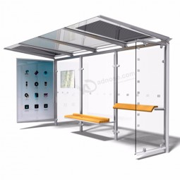 Outdoor stainless steel bus shelter tempered glass panel