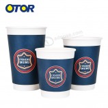 Otor品牌中国工厂批发定制8oz一次性小尺寸纸杯热饮​​用塑料盖