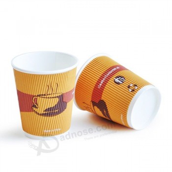 他のブランドはふたが付いているあなた自身の8oz 16ozの使い捨て可能な二重さざ波の壁紙のコーヒーカップを設計します