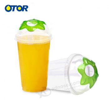 La marca Otor acepta oem impresión personalizada de plástico transparente desechables tazas de postre de fruta con tapas