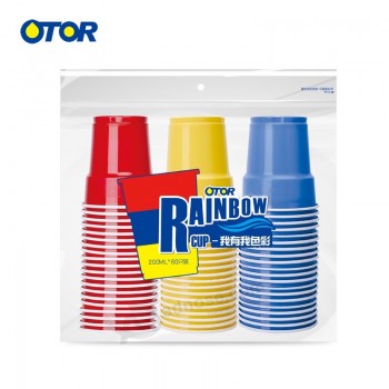 Wholesale custom high quality oem 200ml 250ml single wall double color blister disposable plastic party bar beer cup