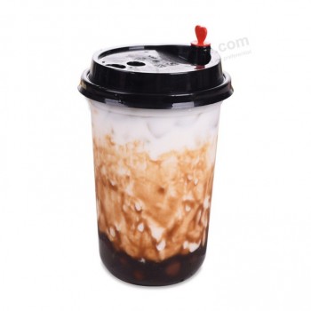 Wholesale 500ml custom high quality shape clear pp disposable plastic bubble tea cup with lid