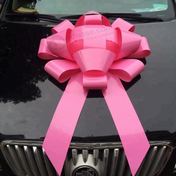 巨型婚礼粉红色30英寸汽车弓与自定义标志