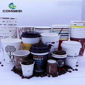 Tazas de café comerciales, aislamiento, café expreso, vasos de papel, logotipo estampado con marca