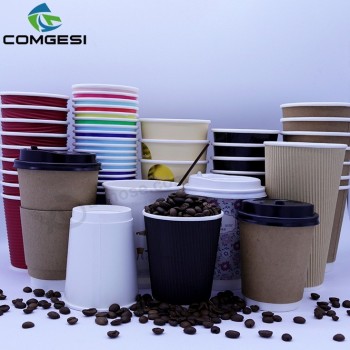 Copos de café descartáveis ​​copos de papel kraft com copos de papel lids_coffee