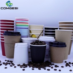 Kraft paper cups_large tazas de café desechables con lids_coffee vasos de papel