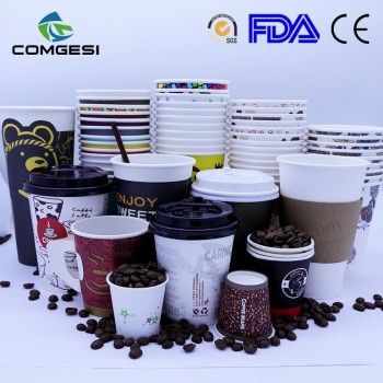bulk coffee cups_Kraft paper coffee cups with lids_custom disposable coffee cups