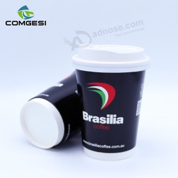 環境茶色の紙cup_insulatedふた付きの環境茶色の紙コップとstraw_factory直接しなやかなカスタムコーヒーカップ