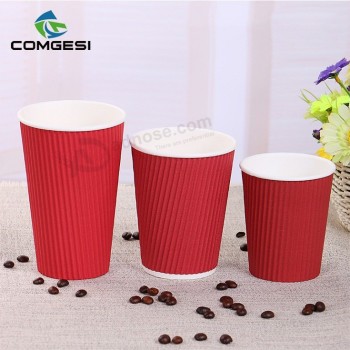 Papieren bekers met deksels geribbeld geribbeld geïsoleerd koffiedikpapier cups_ripple muurbekertjes