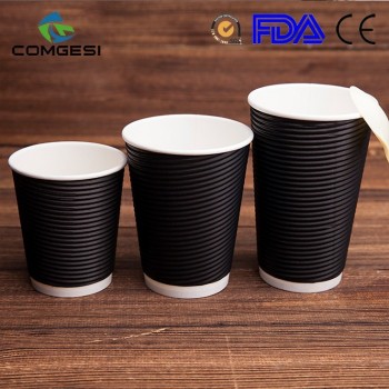 Tazas de papel personalizadas tazas de papel orgánicas tazas de café de papel negras