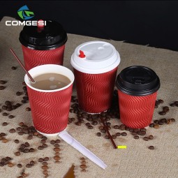 Best selling different size logo printing disposable paper corrugated cup with lids