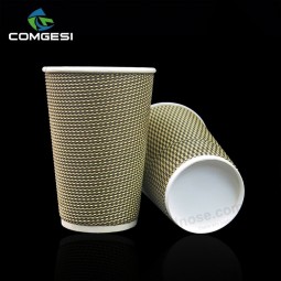 16Oz Green ribbed paper cup_popular design 16oz ribbed paper cup_16oz coffee paper cup