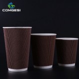 Manufacturer Supply Wholesale Recyclable Cheap Custom Branded Color Printed Business Disposable coffee kraft paper cup with lid