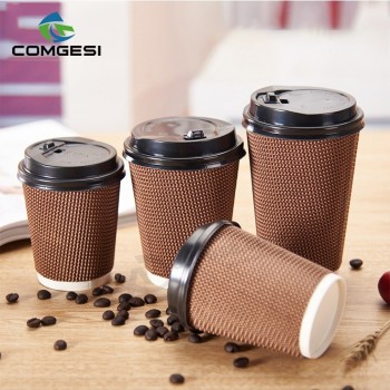 メーカー供給卸売リサイクル可能な安いカスタムブランドカラー印刷ビジネス使い捨てコーヒー紙コップ10オンス