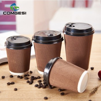 Fabricante fornecimento atacado reciclável barato personalizado marca de cor impressos de negócios descartáveis ​​café papel copo 10 oz