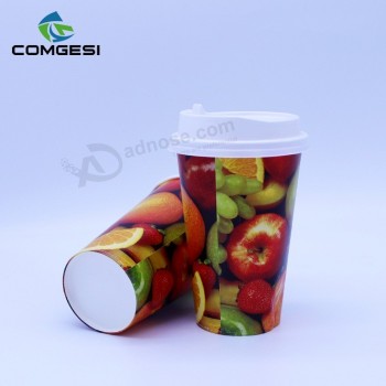 éco-Vente à emporter amicale qualité du design unique-Mur double pe prix jus tasse imprimée gobelet en papier pour boisson