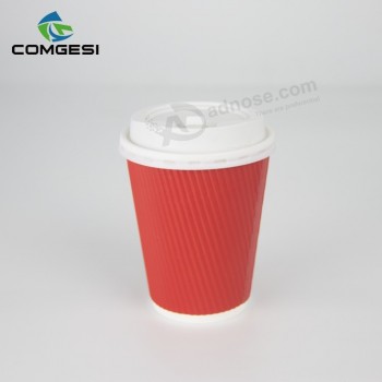 8オンスの Printed Coffee Disposable Ripple Wall Hot Drinks coffee paper cup and lid with Design