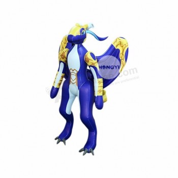 Asas de pvc gigante azul sexy permanente modelo de dragão inflável