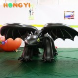 Dragão inflável preto da promoção do negócio dragão animal gigante dos desenhos animados do vôo