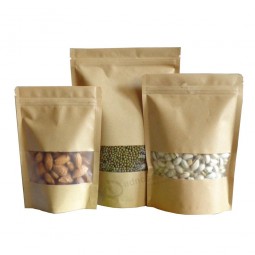 Brown kraft paper bag pouches dried food packaging bags Zip lock stand up pouches china with your logo