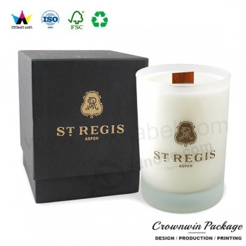 Luxury Custom Cardboard Black Packaging Box For Glass Candle Container with high quality