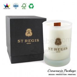Cartón de lujo personalizado caja de embalaje negro para el envase de vela de vidrio