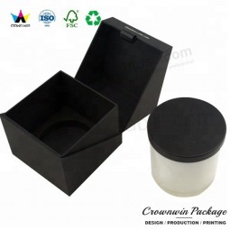 Caja de velas de regalo de embalaje de papel negro de lujo