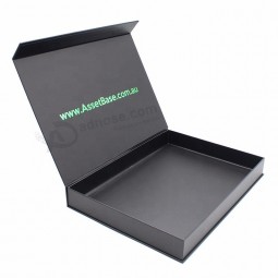 flat open book shape magnetic paper box with embossed logo