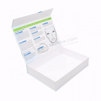 定制豪华白色硬纸板包装书形刚性纸礼品盒