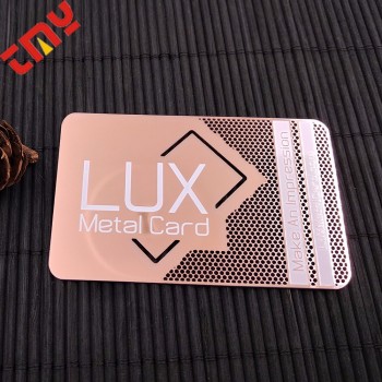 Debossed Metallic Matte Rose Gold Metal Business Cards