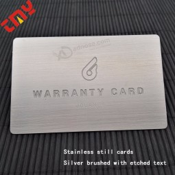 Luxurious Stainless Steel Engraved Metal Warranty Card