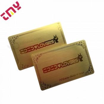 Personnalisé carte PVC brossé feuille de visite impression carte d'or