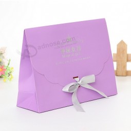 Foldable Invitation Paper Envelope Packaging Box With Ribbon