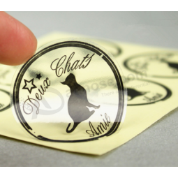 Impressão auto-adesiva logotipo transparente personalizado die cut etiqueta frágil