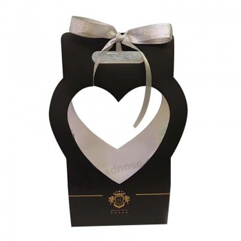 High Quality Kraft Paper Flower Basket Packaging Paper Gift Box with Handle and your logo