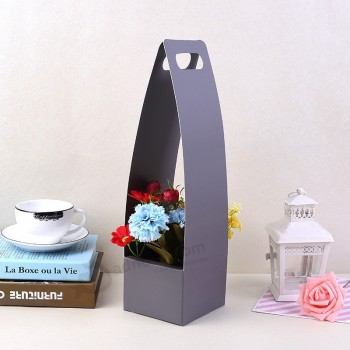 Custom waterproof Portable Paper Flower Gift Box Packaging with handle manufacture and your logo