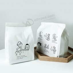 Custom food grade paper bag with iron wire strip to open window bread packaging paper bags