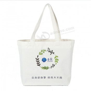 Custom cotton print casual white canvas carry tote shopping shoulder duffle packaging hand school bag promotional manufacturer