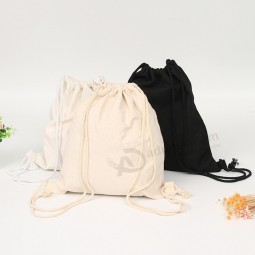 Wholesale custom Cotton Storage blank Fashion Gift Shoe plain Canvas Drawstring makeup shoulder travel Bag with cotton rope