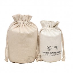 Natural plain Custom Cotton small Canvas pouch Muslin Drawstring Shoe Bag cosmetic packaging customized Printed With rope