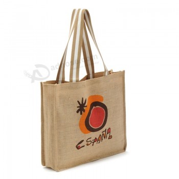 Waterproof cheap Printed large Jute natural Shopping tote wine gift packaging Bag promotional custom logo guangzhou with handle