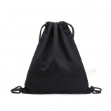 Wholesale custom design fashion eco-friendly organic black cotton canvas drawstring bag with your logo