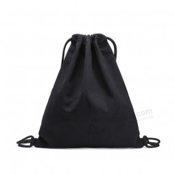 Wholesale custom design fashion eco-friendly organic black cotton canvas drawstring bag with your logo