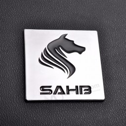 Fertigen Sie preisgünstiges kundenspezifisches Logo des Pferdes 3d des Chroms besonders an